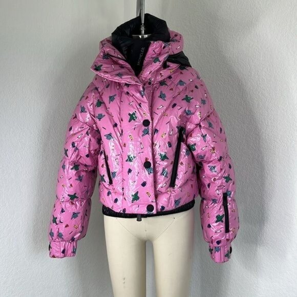 MONCLER GENIUS + 3 Moncler Grenoble Cropped Printed Quilted Down Ski Jacket - Picture 1 of 15